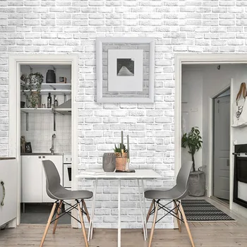 Начало Декор на 3D Тапети, PVC, Бяла Тухлена Стена Стикер на Самозалепващи Мебели за Баня Хол, Кухня Тапети