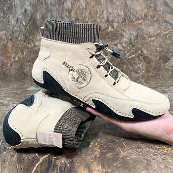 Мъжки обувки за Нова Кожена Ежедневни Мъжки Обувки са Водоустойчиви Леки Високи туристически Обувки Обувки Нескользящая Зимни Обувки Мъжки Голяма 2023