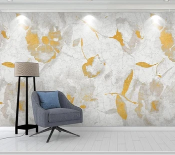 Papel de parede Модерен златна картина с маслени бои на цвете на Европейския мрамор 3d тапети, хол и спалня с тапети начало декор стенописи