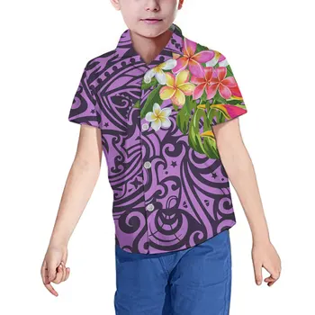 Детска графична риза С Полинезийским цветисти принтом, Младежка риза с къс ръкав За Момчета, Създаване на собствен текст, изображение, Снимка, Персонализирана По Поръчка