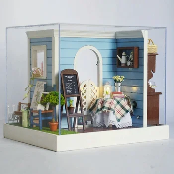Сладки Печива Градина Спалня DIY Wooden Куклена къща Ръчно изработени Занаяти Монтаж на Малка Мебели Миниатюрни Креативни Детски Играчки Пъзел