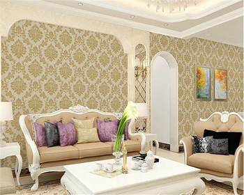 beibehang Нетъкан материал триизмерен перлено бял Дамаск спалня хол фон на стената papel de parede 3d тапети