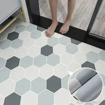 Модерна дебела самозалепващи плочки, етикети на пода с клетчатым модел, тапети за пода в банята, черно-бял декор спални от PVC